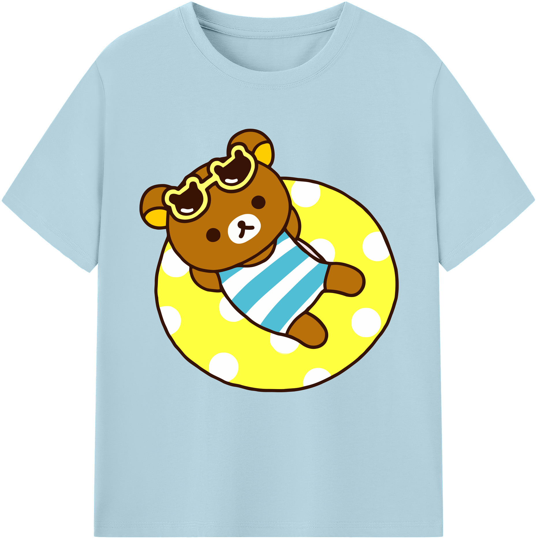 （画像用） リラックマ リラックマ キイロイトリ Rilakkuma Korilakkuma Kiiroitori 綿100％半袖Tシャツ（フロントプリント）